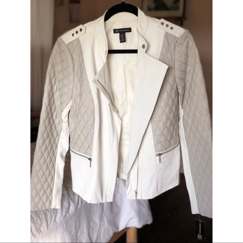 INC Quilted White moto jacket